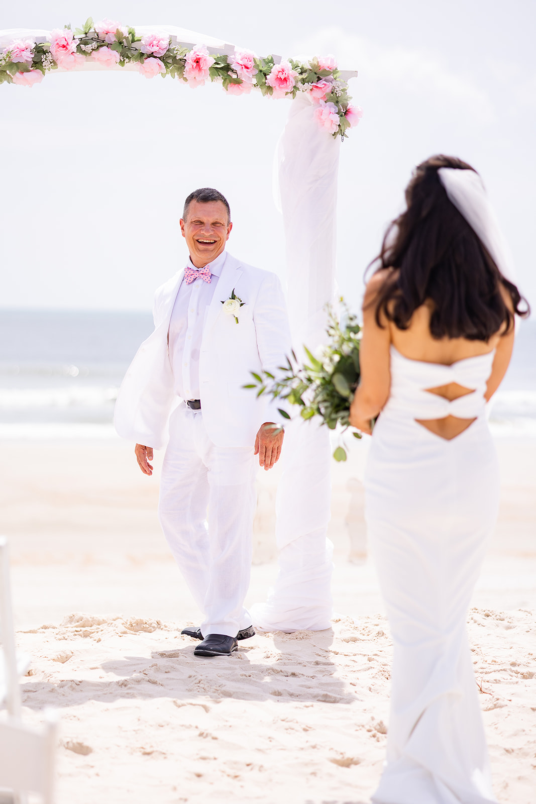 Bride and groom on Beach