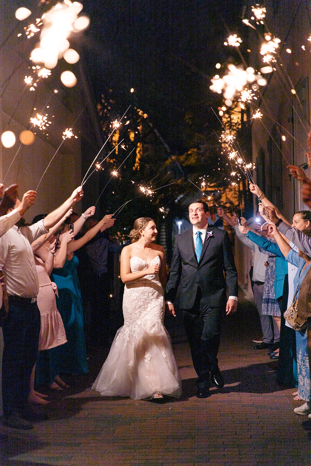 Nighttime wedding celebration